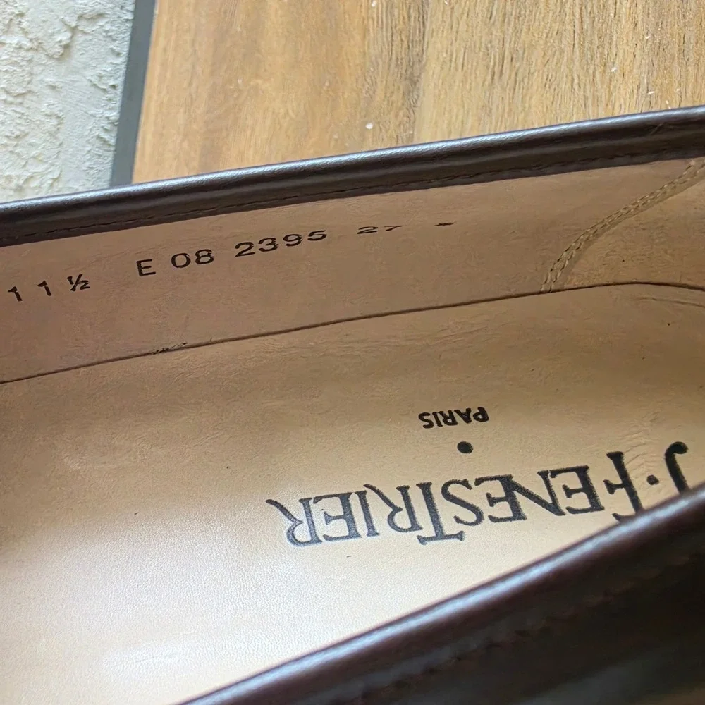 J. Fenestrier Paris Darior Brown Leather Loafers Mens 11.5 E Wide Softanil Cafe